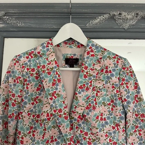 J. Crew Liberty Fabric Campbell Poppy & Daisy‎ Floral Blazer Jacket Womens 2 - Picture 7 of 8